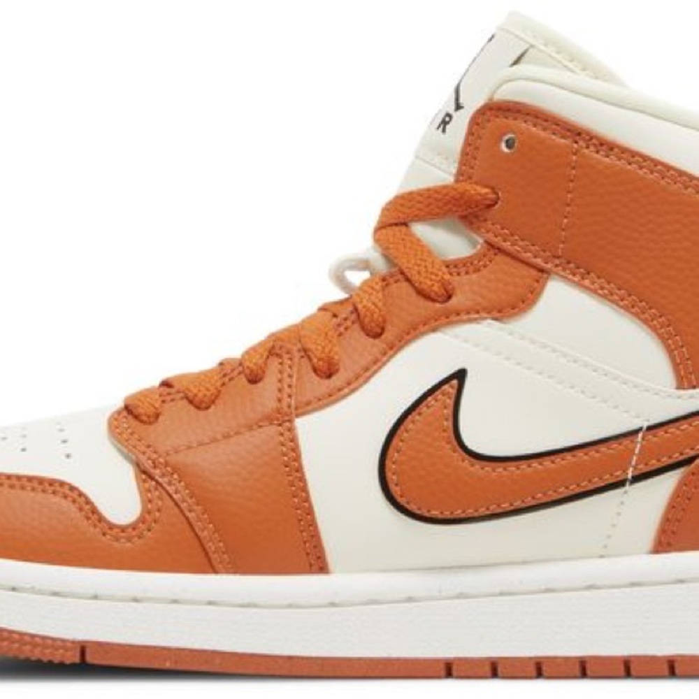 Nike Air Jordan Orange and White Sneakers - Picture 2 of 5